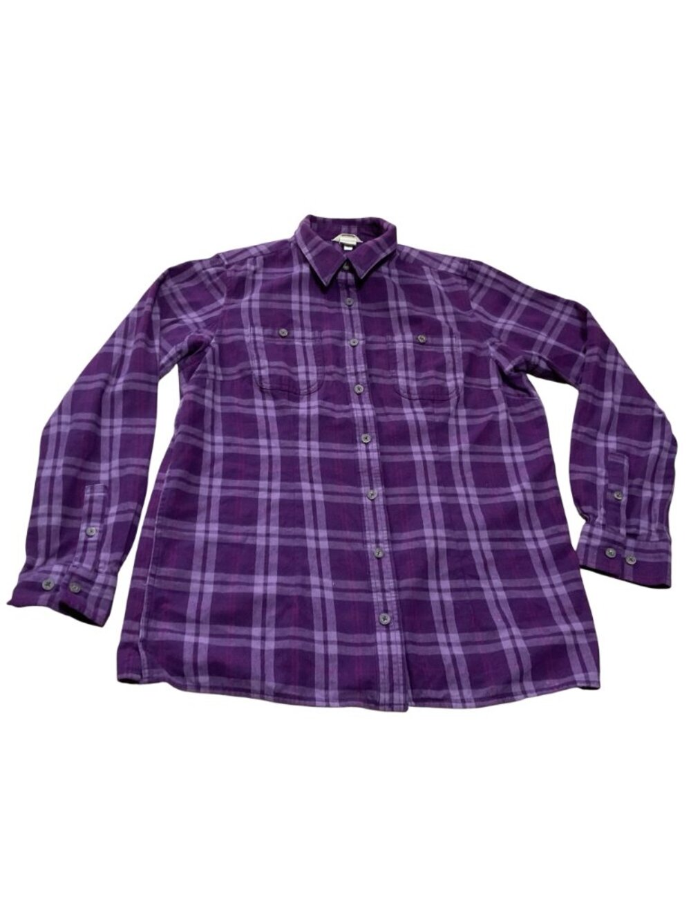 Duluth Trading Co Womens Medium Purple & Red Plaid Button-Up Flannel Shirts - Picture 3 of 8
